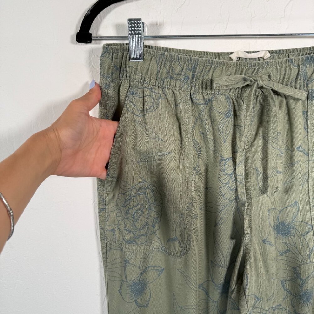 C & C California Army Green Floral Print Elastic Cuffs Jogger Pants Size S - Picture 4 of 12